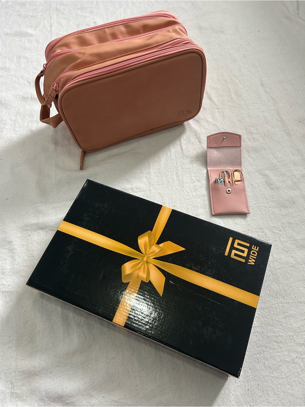 Matt & Nat Peach-Pink Double Zip Travel Pouch Trio
